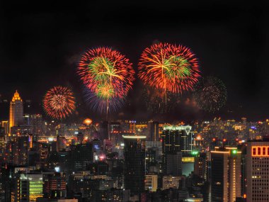 Dadaocheng fireworks show in Double Seventh Festival(Chinese Valentine's Day) in Taipei,Taiwan