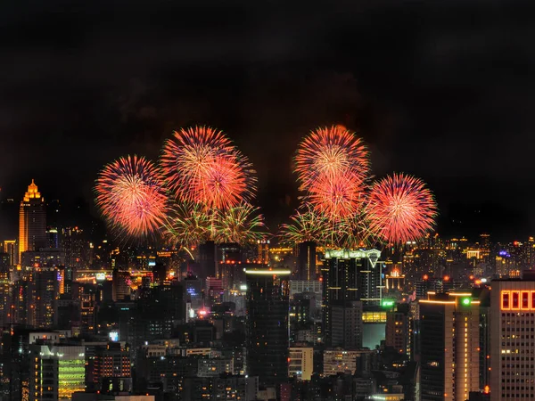 Dadaocheng Fireworks Show Double Seventh Festival Chinese Valentine Day Taipei — Stockfoto