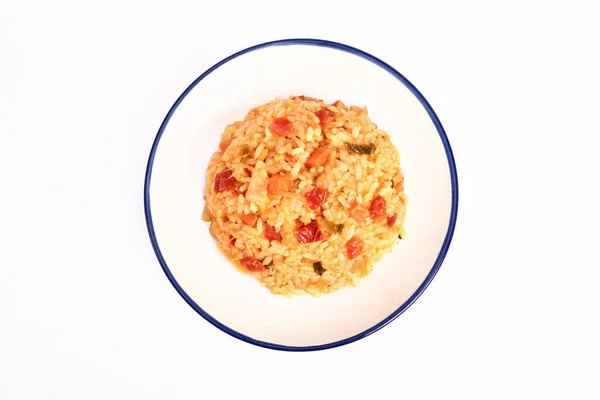 Kimchi Gebakken Rijst Met Kaas Wit Bord — Stockfoto