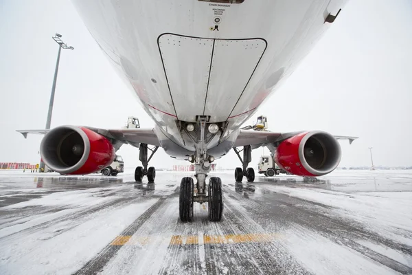 Frost and snowing at the airport — Stock Photo, Image