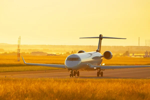 Airport at the sunset