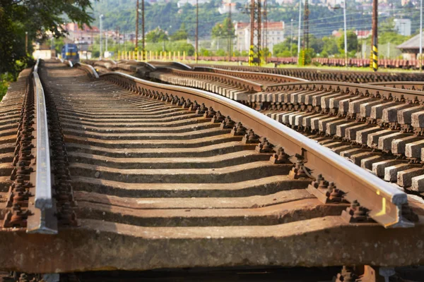 Byte av järnvägen spår — Stockfoto