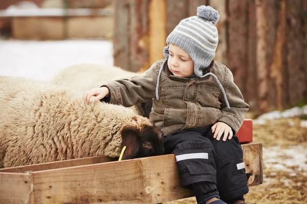 Chlapec na farmě — Stock fotografie