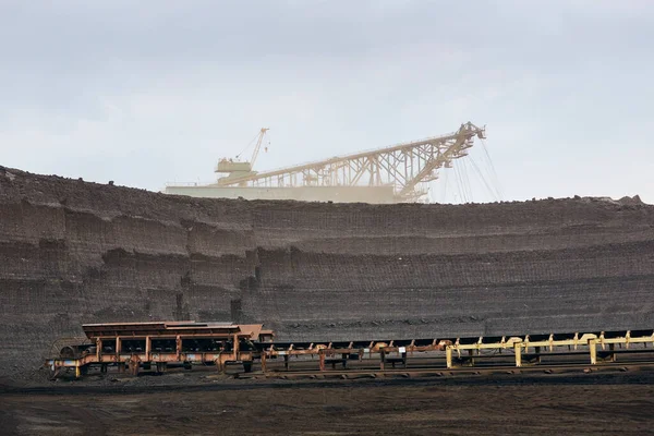 Minería Carbón Mina Superficie Enorme Excavadora Cubo Durante Minería — Foto de Stock