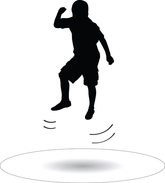 Мальчик прыгает на батуте — стоковый вектор