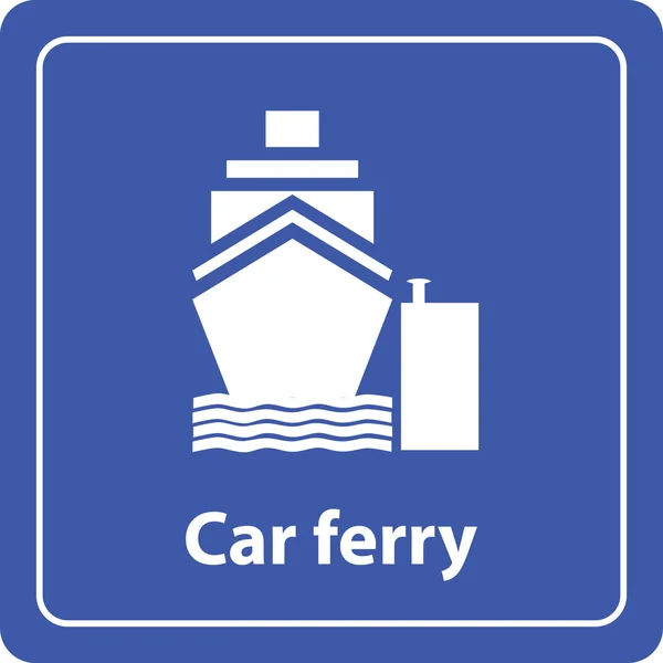 Samochód prom i port morza znak — Wektor stockowy