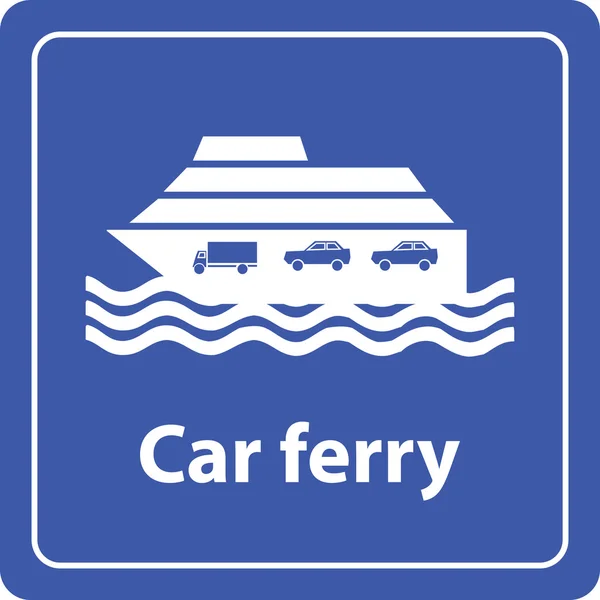 Voiture ferry et port signe de mer — Image vectorielle