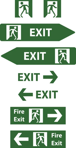 Emergency exit signs vector illustration — Stock Vector