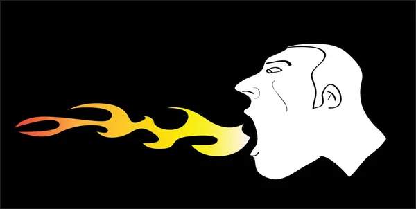 Man Yelling with Hot Fire — Stock Vector