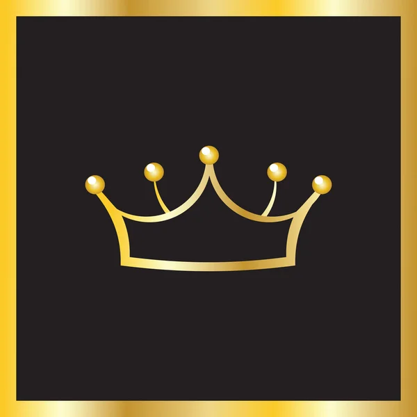 Coroa dourada em moldura dourada — Vetor de Stock
