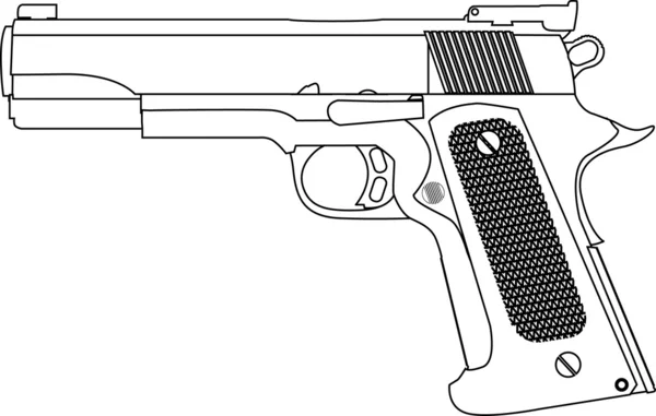 Hand gun strokes outline isolated vector — Stock Vector