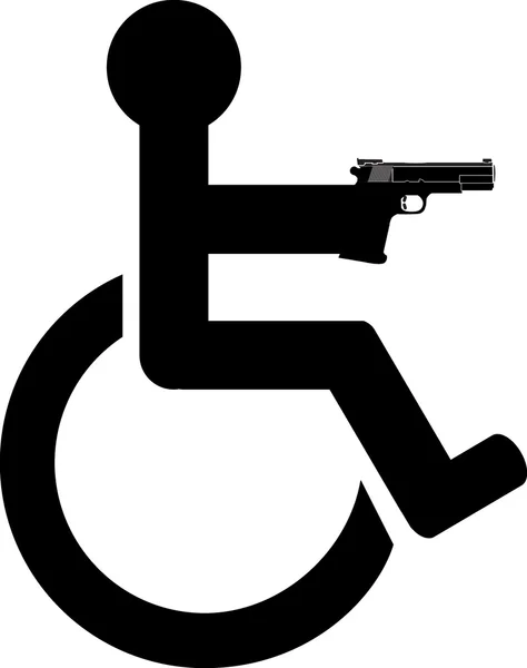 Disabled shooting with gun icon — Stock Vector