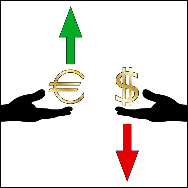 Evolución del tipo de cambio del dólar — Vector de stock