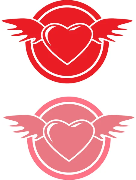 Coeur rouge avec ailes — Image vectorielle