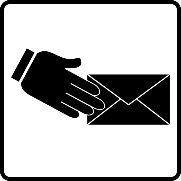 Sobre de correo electrónico con mano — Vector de stock