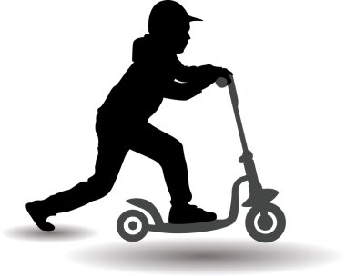 Çocuk bir scooter rulo