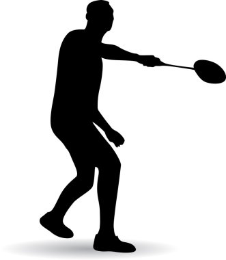 Badminton oynayan genç adam.