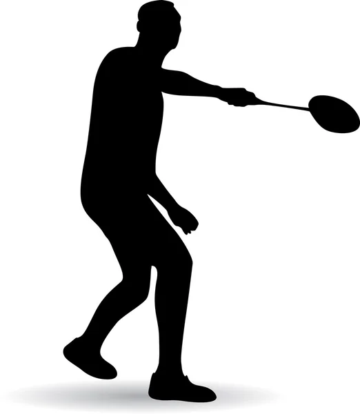 Junger Mann spielt Badminton — Stockvektor