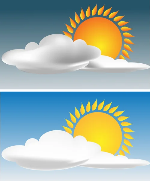 Sun with cloud on the sky — Stock Vector