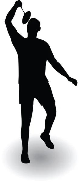 Ung man spelar badminton — Stock vektor