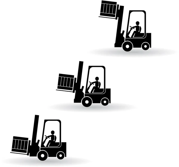 Siluet truk forklift - Stok Vektor