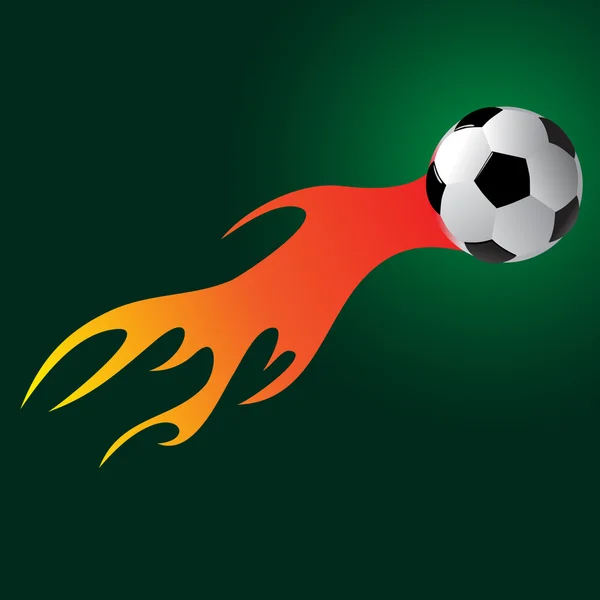 Soccer ball with flame — Stock Vector