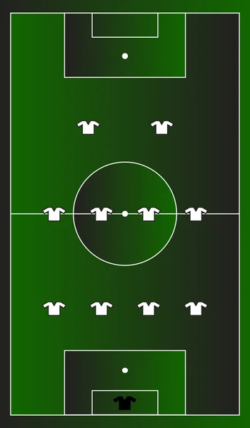 Gradiente de campo de fútbol con formación de equipo — Vector de stock