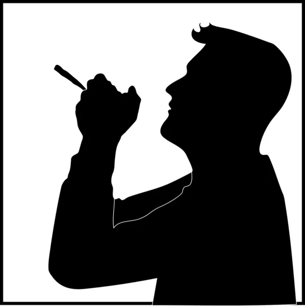 Hombre que fumaba marihuana o tabaco — Vector de stock