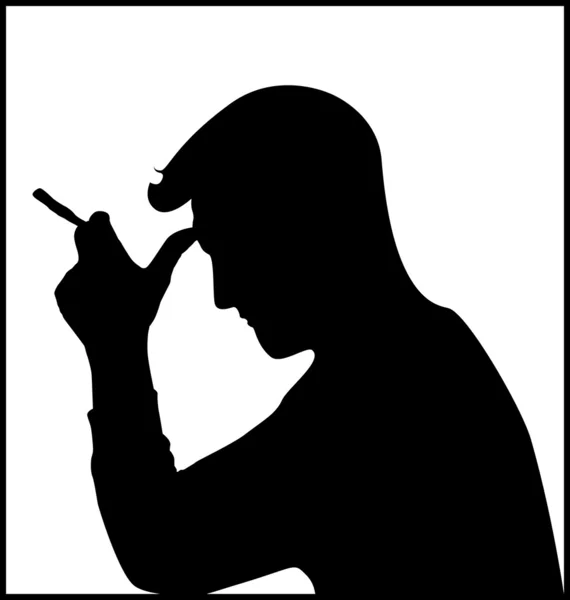 Hombre que fumaba marihuana o tabaco — Vector de stock