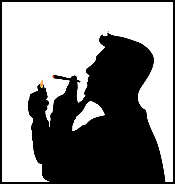 Uomo che fumava marijuana o tabacco — Vettoriale Stock