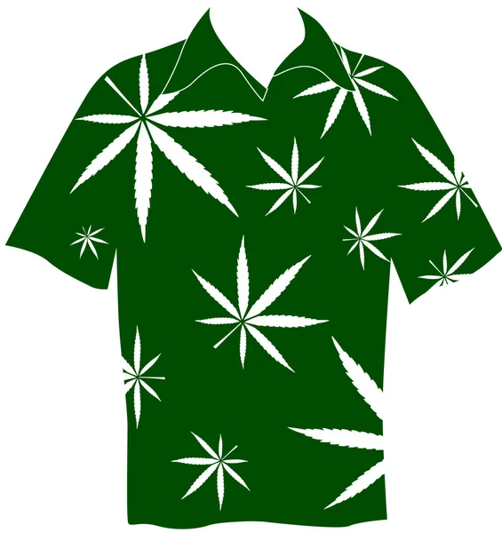 Chemise avec feuilles de marijuana — Image vectorielle