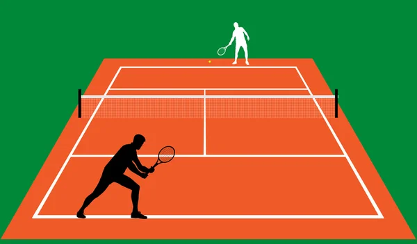 网球比赛在红土上 — 图库矢量图片