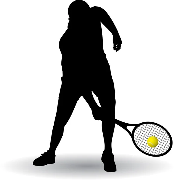 Silhouette de joueur de tennis — Image vectorielle