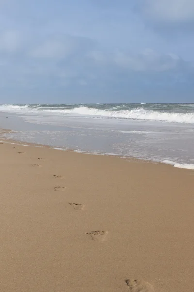 Human footprints at beach — Stock Photo, Image