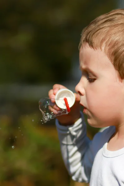 Boy with Bubble Blower — Stock Photo, Image