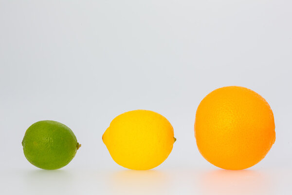 A Row of Orange Lemon and Lime Fruits