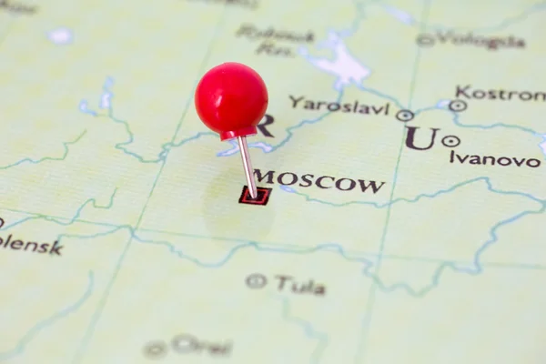 Red Pushpin on Map of Russia — Stock Photo, Image