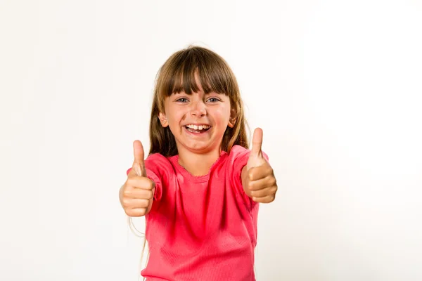 Girl with thumbs up — Stock Photo, Image