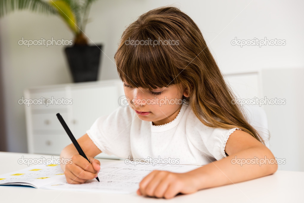 Girl with homework