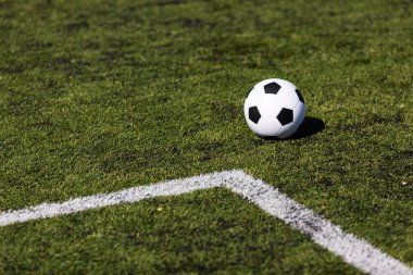 Futbol topu ile yeşil saha