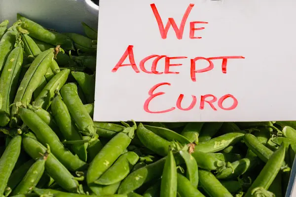 Nós aceitamos euro — Fotografia de Stock