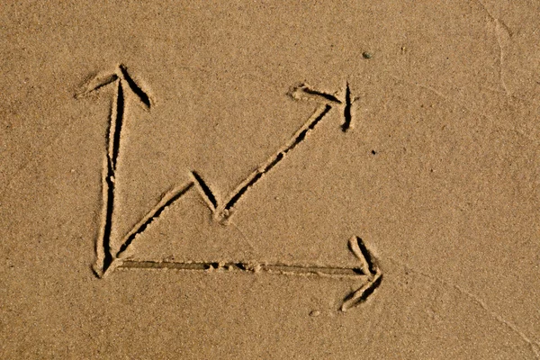 在沙子中绘制折线图 — 图库照片