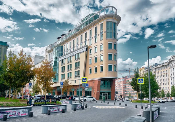 Modern Business Center Sadovaya Spasskaya Utcában Kilátás Sarokból Mérföldkő Moszkva — Stock Fotó