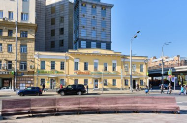 1950 'lerde küçük bir sinema ekspresi olan Moskova, Rusya - Ekim 06, 2021