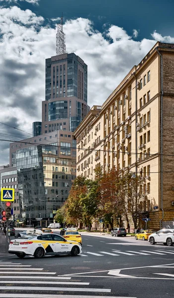 View Orlikov Lane Modern Business Center Domnikov Cityscape Stylized Moscow — Stock Photo, Image