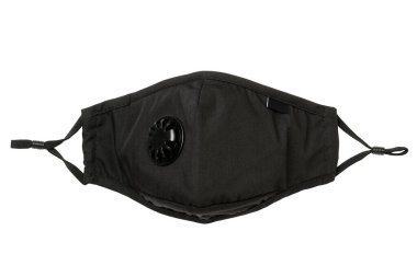 Beyaz arka planda izole edilmiş virüslere, kokulara ve toza karşı solunum koruma maskesi