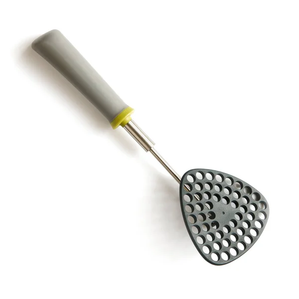 Vikbar Potato Masher Vit Bakgrund Närbild — Stockfoto