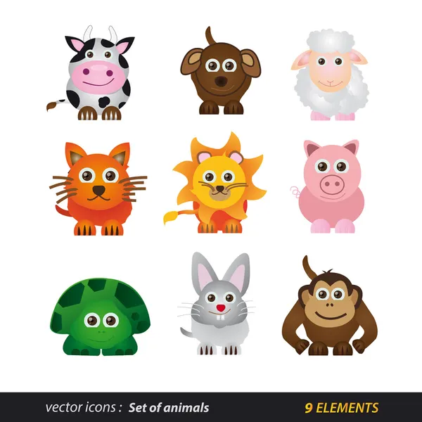 Het aantal dieren. cartoon en vector geïsoleerd — Stockvector
