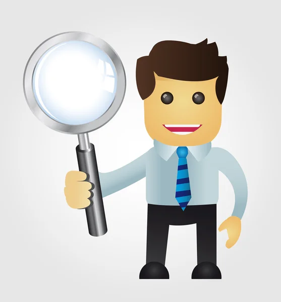 Business man with Magnifying Glass — Stock Vector