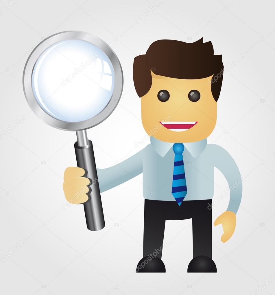 Business man with Magnifying Glass